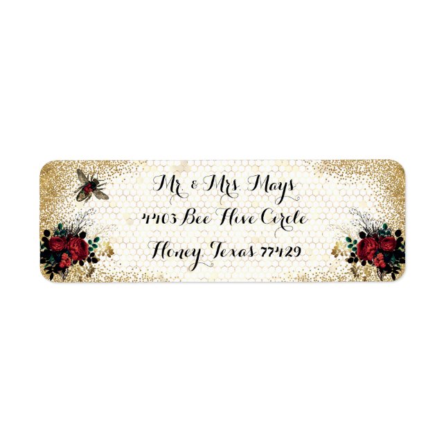 Étiquette Bee gothique et Rose (Devant)