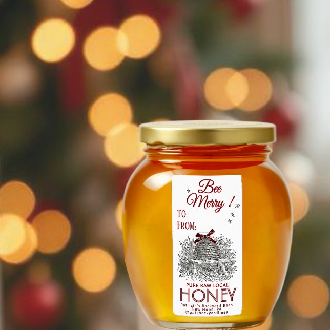 Étiquette Bee Merry Holiday Honey Red Return Adresse Label (Créateur téléchargé)