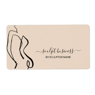 Étiquette Beige Corps sculpté contour esthétique moderne