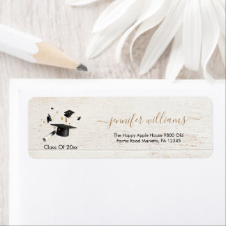 Étiquette Beige Gold Double Graduation Return Address