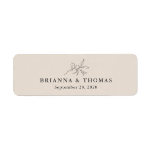 Étiquette Beige Simple Mariage Botanique Bande de Cigar