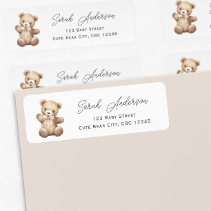 Étiquette Beige Teddy Bear Sexe Baby shower neutre