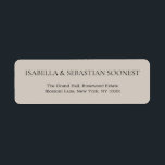 Étiquette Beige Wedding Address<br><div class="desc">Add a clean, minimalist finishing touch to your wedding stationery with these beige personalized return address labels. Edit the names and address to match your invitation suite, then use them on invitations, save the dates, thank you cards, or favors for a cohesive, modern look. The neutral beige tone pairs beautifully...</div>