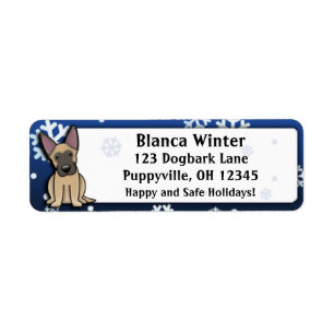Étiquette Belge Malinois de bande dessinée d'hiver