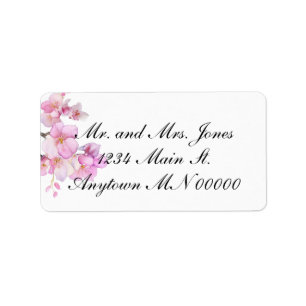 Étiquette Belle aquarelle rose cerisier fleurs florales