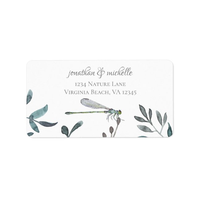 Étiquette Belle Damselfly/Dragonfly Garden Adresse (Devant)