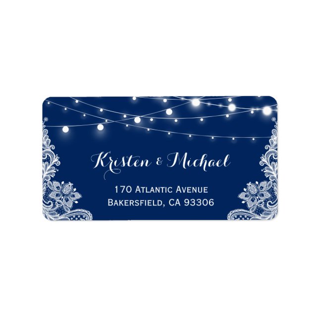 Étiquette Belle dentelle blanche Lights Marine Bleu (Devant)