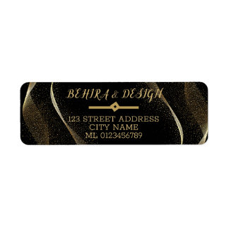 Étiquette Belle, design élégant or noir