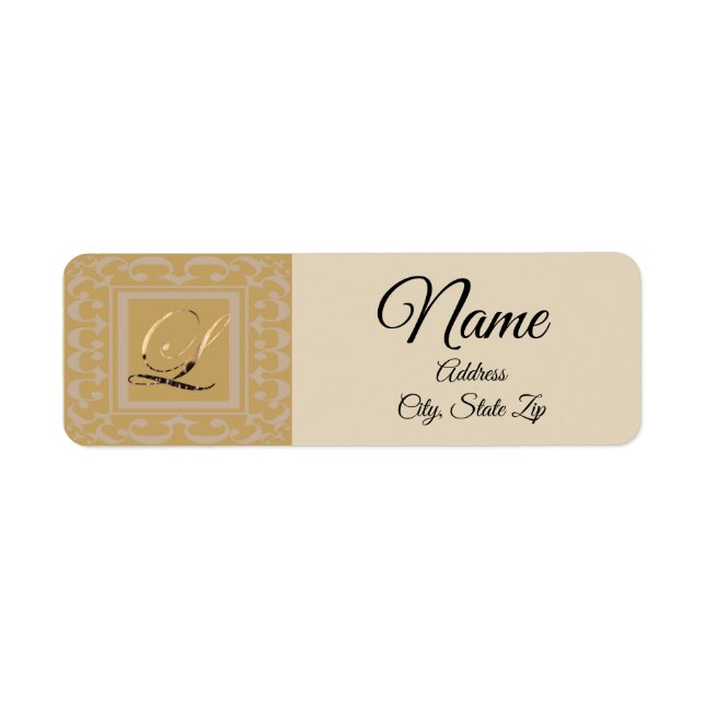Étiquette Belle Feminine Sophistiquée Cursive Lettre L (Devant)