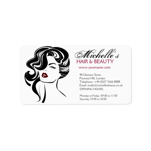 Étiquette Belle fille avec l'icône de maquillage de cheveux (Devant)