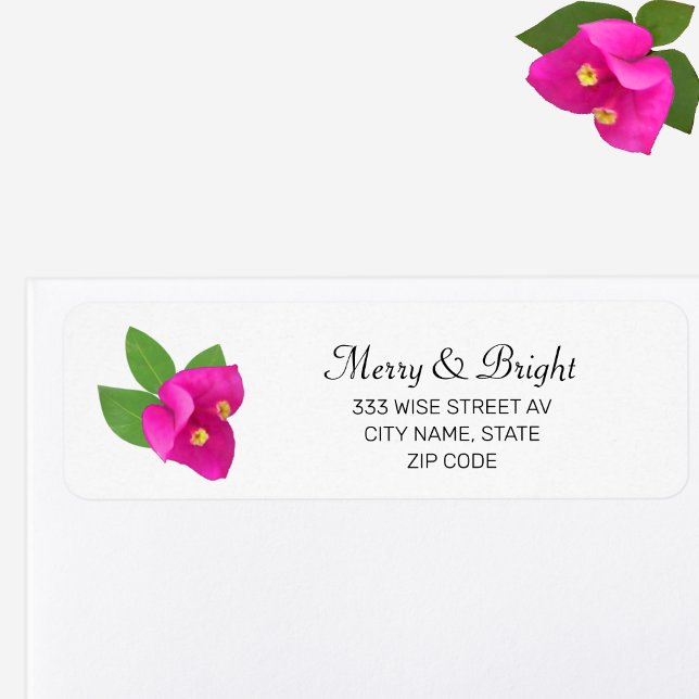 Étiquette Belle Fleur de Bougainvillée Rose (Créateur téléchargé)