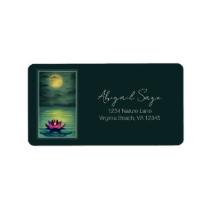 Étiquette Belle Fleur Lotus et une adresse de Pleine lune