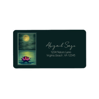 Étiquette Belle Fleur Lotus et une adresse de Pleine lune