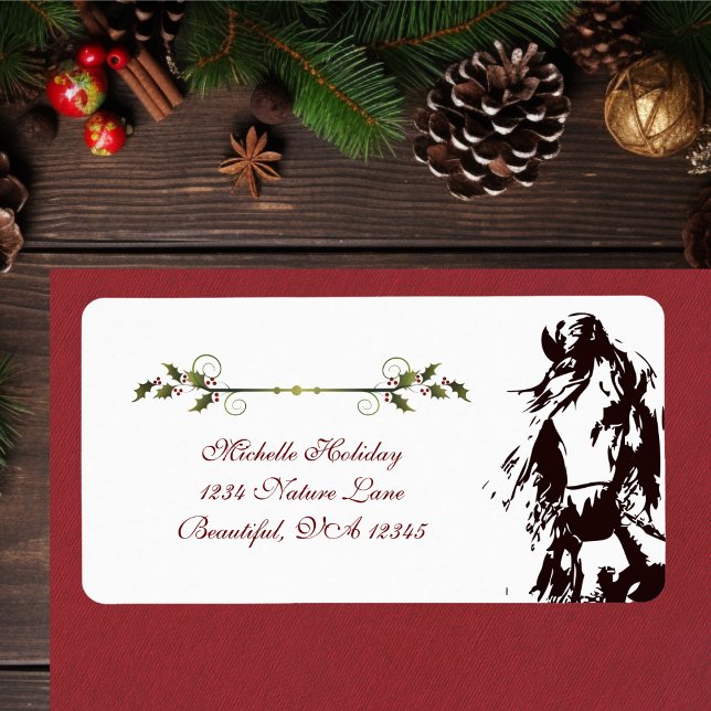 Étiquette Belle Horse et Holly Winter Holiday Adresse (Beautiful Horse and Holly Winter Holiday Address Label)