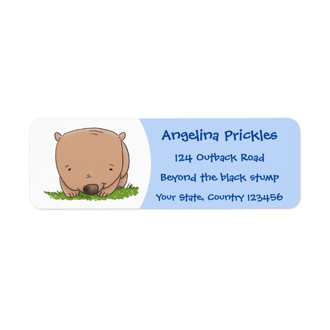 Étiquette Belle illustration de dessin animé de bébé wombat (Devant)