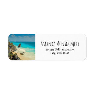 Étiquette Belle plage de sable de Paradis Tropical