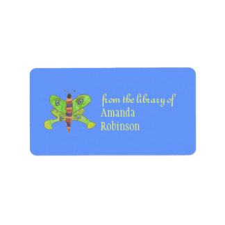 Étiquette Belle plaque de livre personnalisée papillon