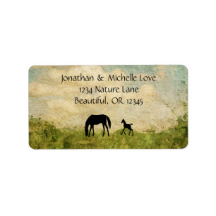 Étiquette Belle Silhouette Mare et Foal Horse Adresse