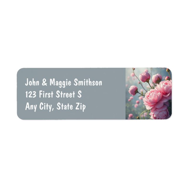 Étiquette Belles fleurs de jardin Peony rose Floral (Devant)