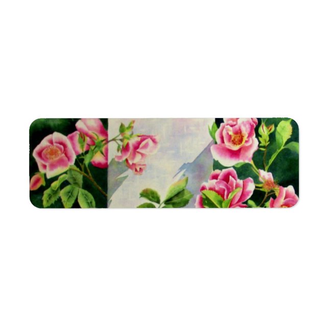 Étiquette Belles roses roses roses, roses rouges, aquarelle  (Devant)