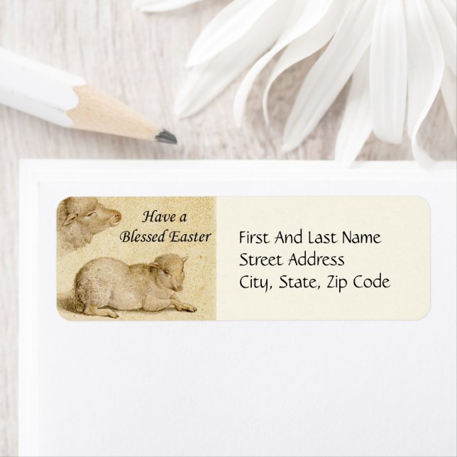 Étiquette Bénédiction de Pâques Oeuvre d'agneau de repos de  (En situation)