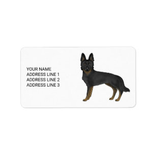 Étiquette Berger Allemand Bi-Noir Chien Mignon Et Texte Pers