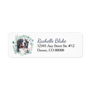 Étiquette Bernese Mountain Dog Wreath Adresse de retour