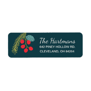 Étiquette Berries et Pine Holiday Adresse de retour Étiquett