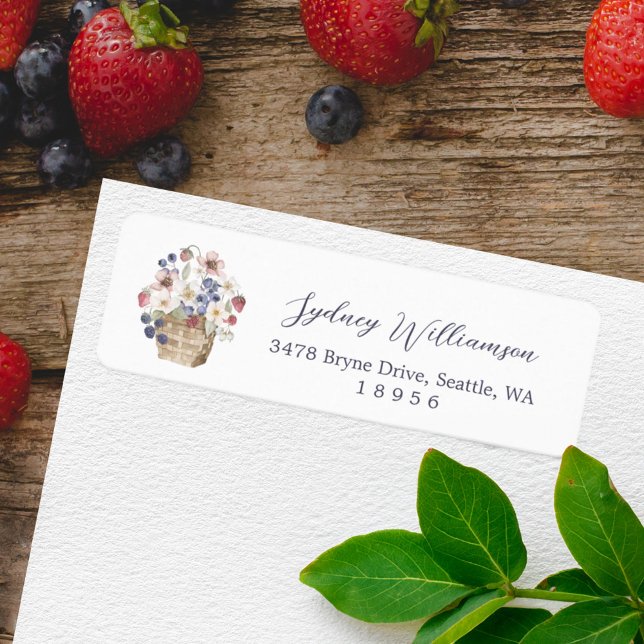 Étiquette Berry Baby shower doux Fleurs et baies sauvages (Berry Sweet Baby Shower Wild Berries & Flowers Label)