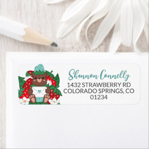 Étiquette Berry Sweet Baby Blue Strawberry Bear Adresse du c