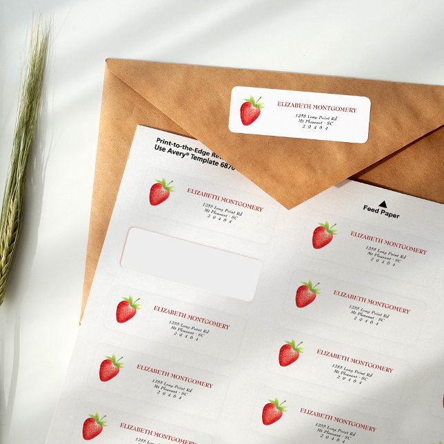 Étiquette Berry Sweet Strawberry Adresse de retour (Créateur téléchargé)