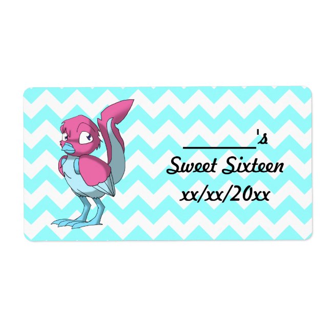 Étiquette Berry Yogurt/Ice Blue Bouteille d'eau d'oiseaux Re (Devant)