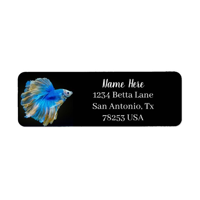 Étiquette Bêta bleue Lutter Poisson Adresse de retour Label (Devant)
