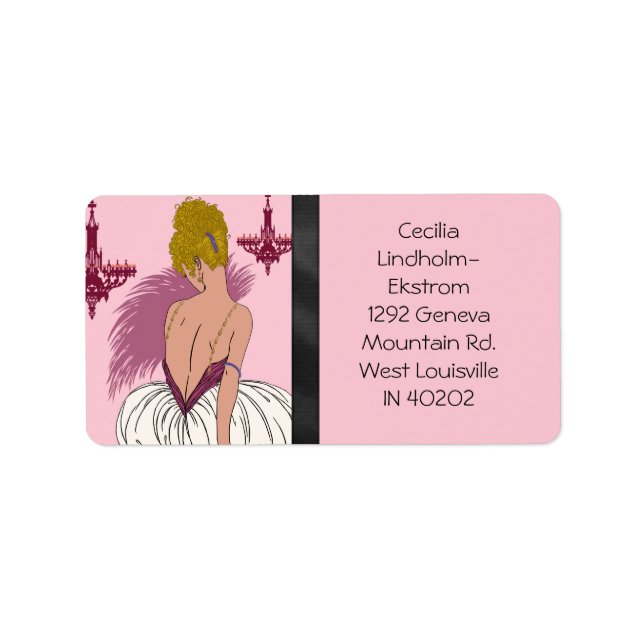 Étiquette Bianca en rose et Bourgogne (Devant)