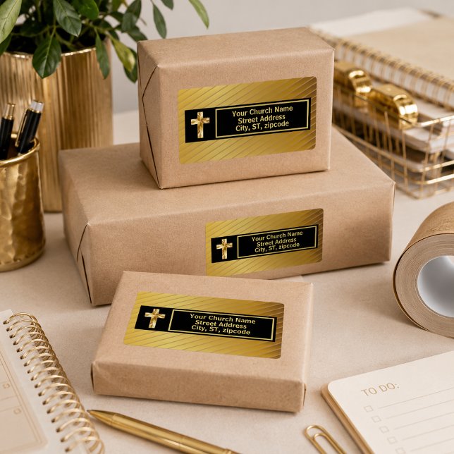 Étiquette Bibles de l'Église Classe Or et Noir Expédition (The foil details are simulated in the artwork. No actual foil will be used in making this product.)