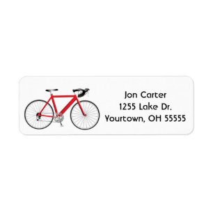 Étiquette bicyclette rouge blanche