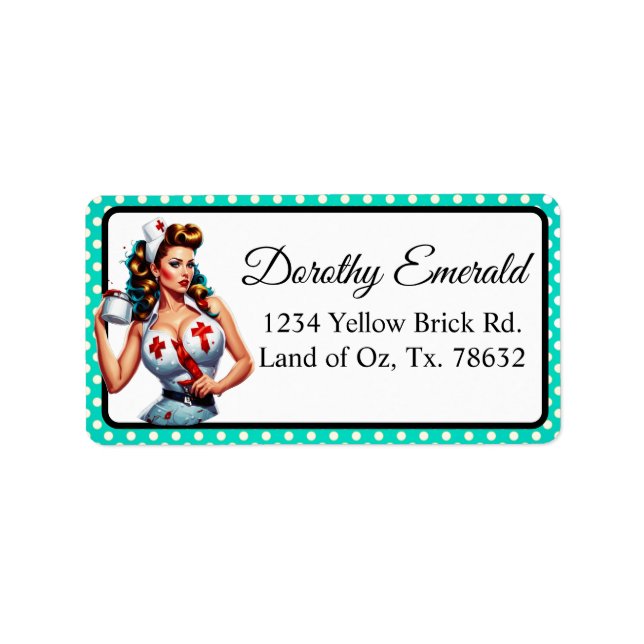 Étiquette Bienheureuse infirmière Pinup (Devant)