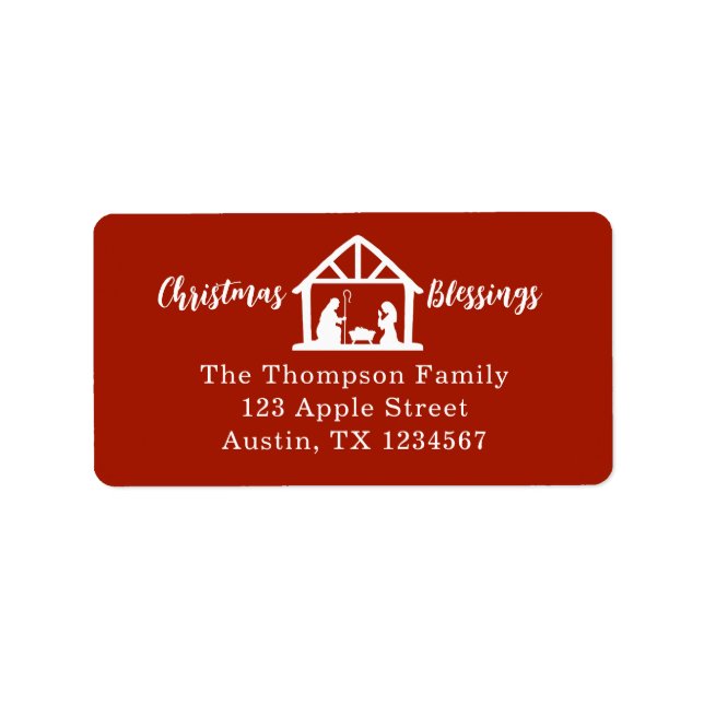 Étiquette Bienheureux Noël Nativité Typographie blanche (Devant)