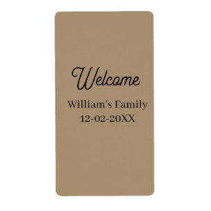 Étiquette Bienvenue à la maison ajout du nom de famille inau