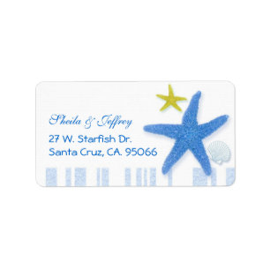Étiquette Big Blue Starfish Beach Adresse de mariage