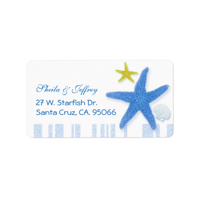 Étiquette Big Blue Starfish Beach Adresse de mariage (Devant)