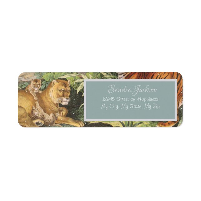 Étiquette Big Cats Lion Tiger etc, jungle sexe neutre Bab (Devant)