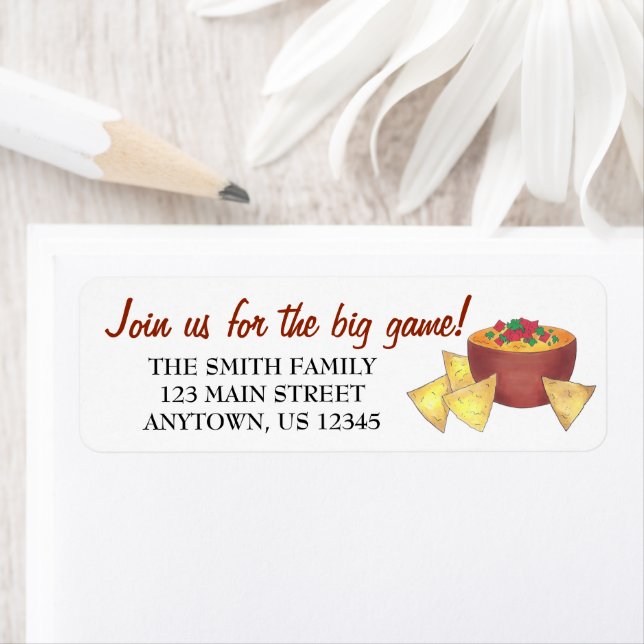 Étiquette Big Football Game Watch Party Nachos Chips Queso (En situation)