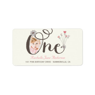 Étiquette Big Whimsical One Baby Girl 1er Anniversaire Photo