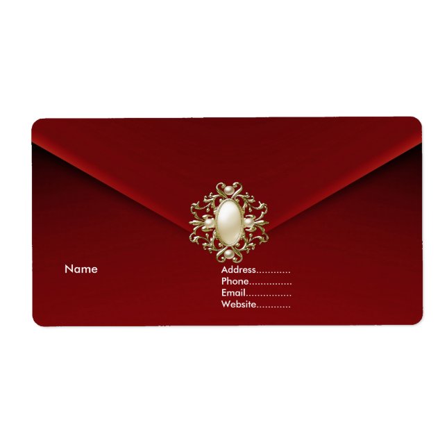 Étiquette Bijou de perle de velours rouge profond (Devant)