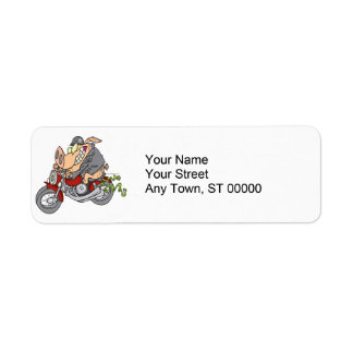 Étiquette biker hog cochon moto dessin animé moto