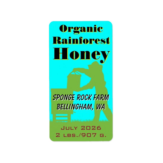 Étiquette Bio Rainforest Honey Custom Beekeeper (Devant)