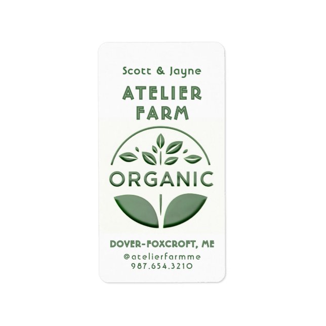 Étiquette biologique à feuilles vertes de style in (Devant)