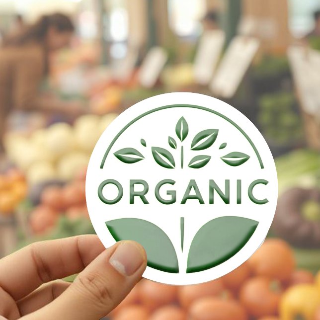 Étiquette biologique à feuilles vertes de style in (Créateur téléchargé)