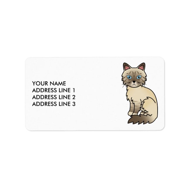 Étiquette Birman/Ragdoll Tabby pointe chocolat & Texte perso (Devant)